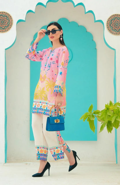 SILK FLORAL DIGITAL PRINTED UNSTITCHED SUIT - 3 PC BY UMER DAWOOD - Umer Dawood