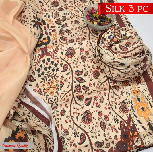 SILK FLORAL DIGITAL PRINTED UNSTITCHED SUIT - 3 PC BY UMER DAWOOD - Umer Dawood