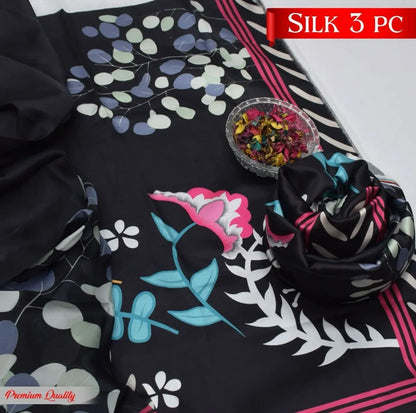 SILK FLORAL DIGITAL PRINTED UNSTITCHED SUIT - 3 PC BY UMER DAWOOD - Umer Dawood