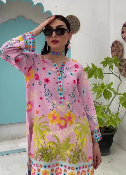 SILK FLORAL DIGITAL PRINTED UNSTITCHED SUIT - 3 PC BY UMER DAWOOD - Umer Dawood