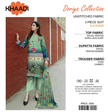 Khaadi Doriya Collection 3 Pcs Lawn | Unstitched Fabric Casual Wear - Umer Dawood