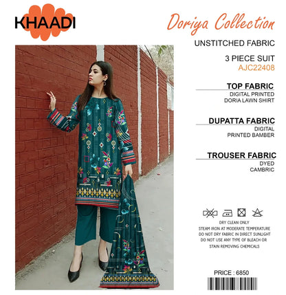 Khaadi Doriya Collection 3 Pcs Lawn | Unstitched Fabric Casual Wear - Umer Dawood