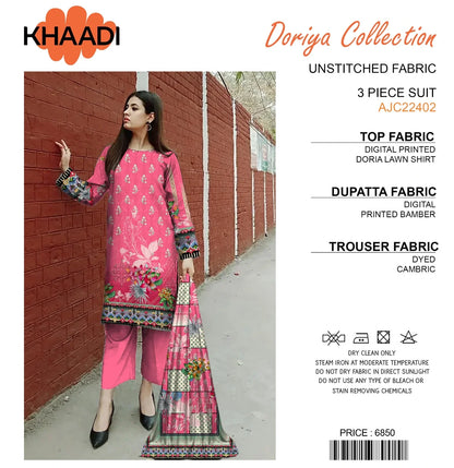 Khaadi Doriya Collection 3 Pcs Lawn | Unstitched Fabric Casual Wear - Umer Dawood