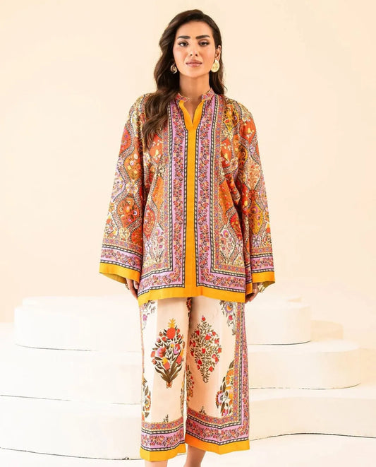 SILK FLORAL DIGITAL PRINTED UNSTITCHED SUIT - 3 PC BY UMER DAWOOD - Umer Dawood