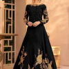 1 Pc Embroidered Round Neck Silk Maxi - Umer Dawood