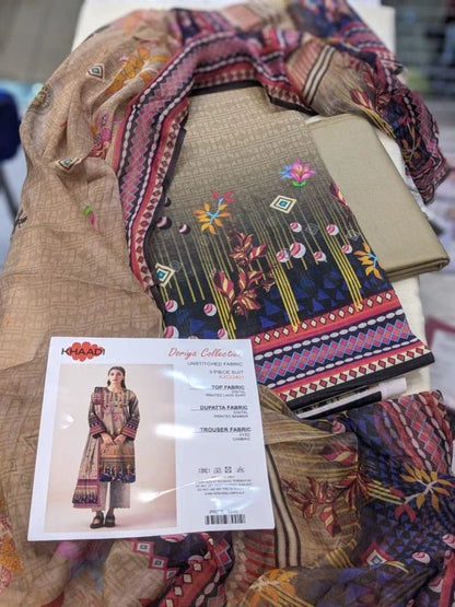 Khaadi Doriya Collection 3 Pcs Lawn | Unstitched Fabric Casual Wear - Umer Dawood