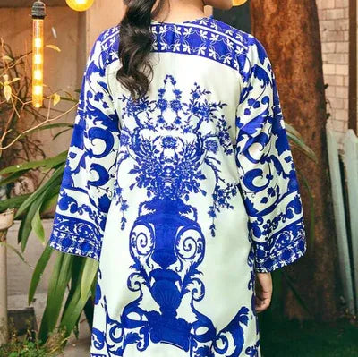 SILK FLORAL DIGITAL PRINTED UNSTITCHED SUIT - 3 PC BY UMER DAWOOD - Umer Dawood