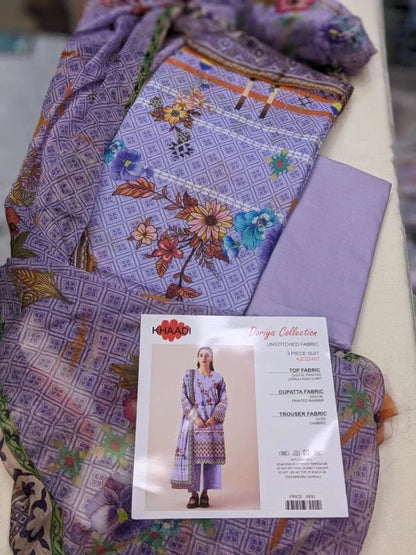 Khaadi Doriya Collection 3 Pcs Lawn | Unstitched Fabric Casual Wear - Umer Dawood