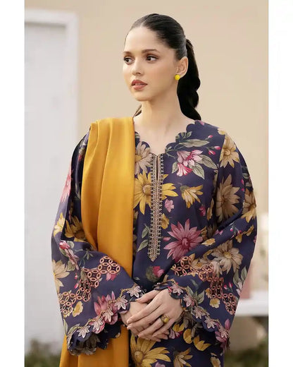 BAROQUE – 3PC Digital Printed Suit with Embroidered Patches by Umer Dawood UD-021