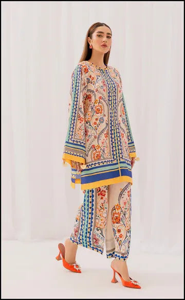 LULUSAR PREMIUM SILK - 3 PC DIGITAL PRINTED SUIT SILK FLORAL BY UMER DAWOOD - Umer Dawood