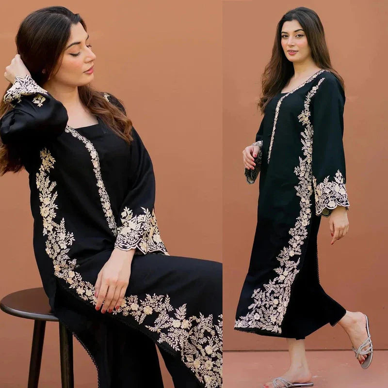 LAJWANTI - 2PC DHANAK EMBROIDERED SUIT BY UMER DAWOOD - Umer Dawood