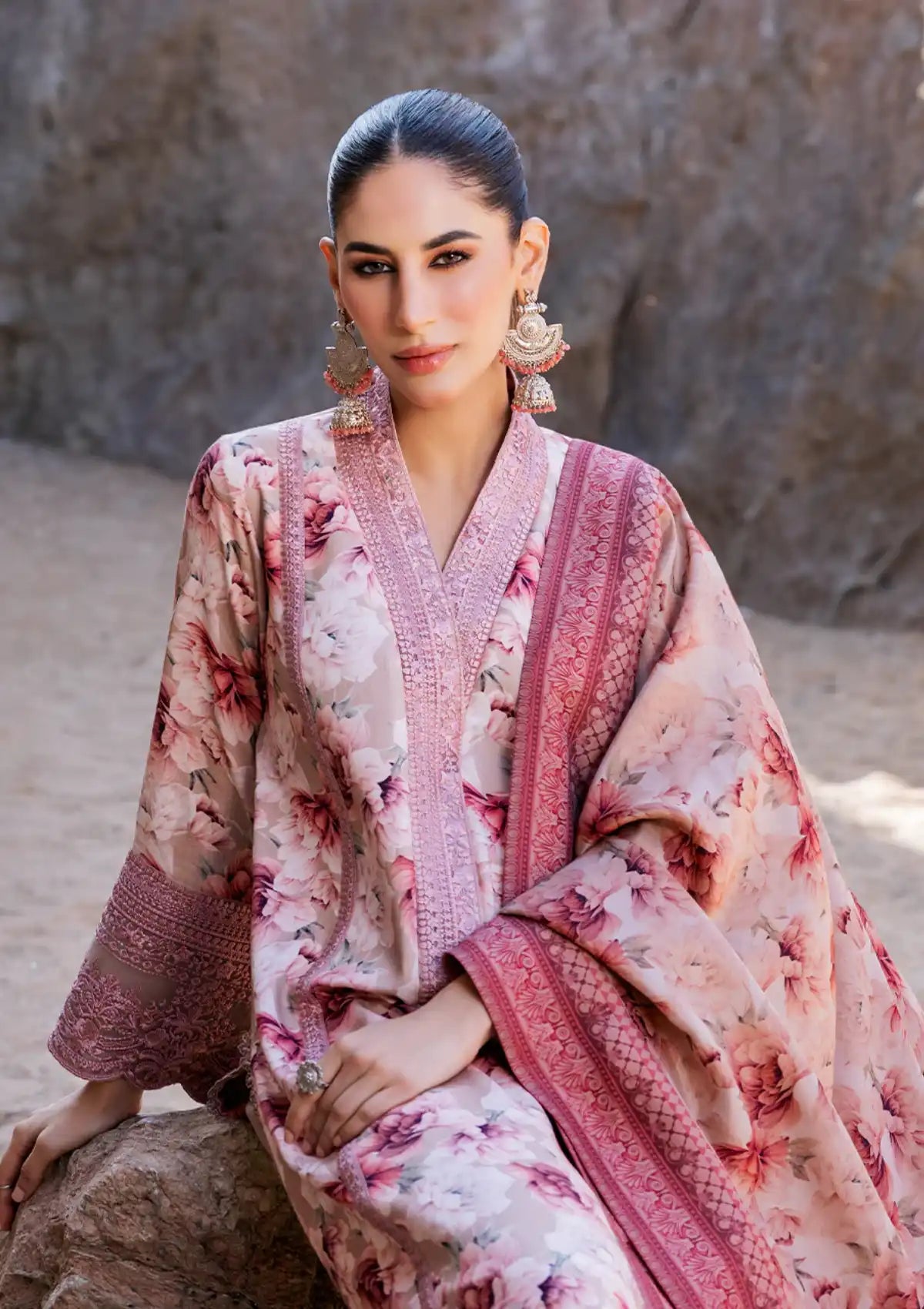 Zainab Chottani Patches with Lawn Dupatta – 3PC Digital Print by Umer Dawood UD-026