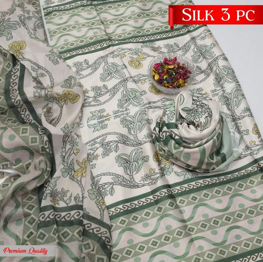 SILK FLORAL DIGITAL PRINTED UNSTITCHED SUIT - 3 PC BY UMER DAWOOD - Umer Dawood