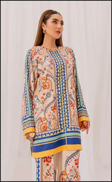 LULUSAR PREMIUM SILK - 3 PC DIGITAL PRINTED SUIT SILK FLORAL BY UMER DAWOOD - Umer Dawood