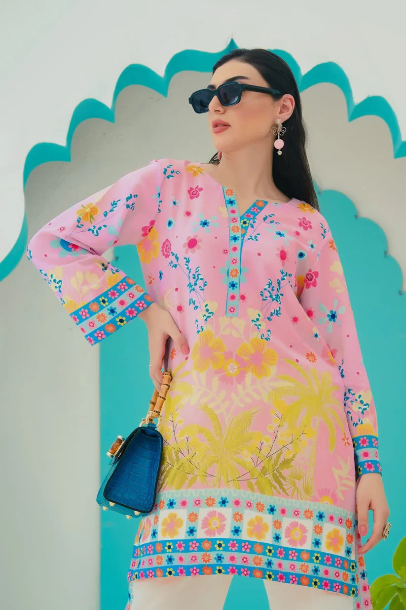 SILK FLORAL DIGITAL PRINTED UNSTITCHED SUIT - 3 PC BY UMER DAWOOD - Umer Dawood