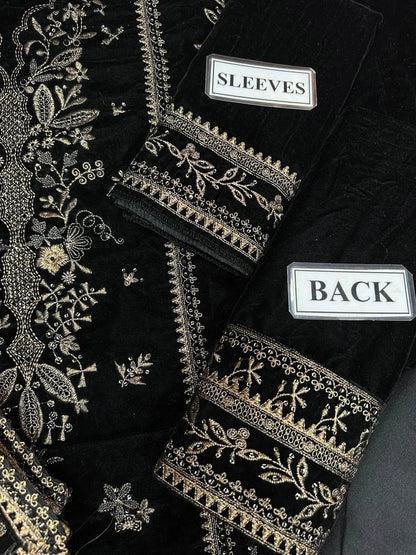 Tawakkal Fabrics Embroidered Velvet Suits 3 Piece Unstitched - Umer Dawood