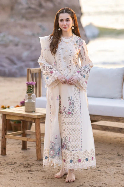 Dhanak 3PC Unstitched Heavy Embroidered Suit with Patches and Motifs | Khaadi Jacquard Dupatta by Umer Dawood - Umer Dawood