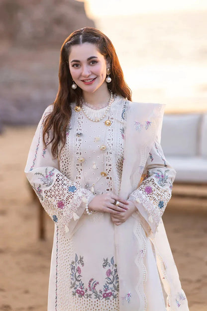 Dhanak 3PC Unstitched Heavy Embroidered Suit with Patches and Motifs | Khaadi Jacquard Dupatta by Umer Dawood - Umer Dawood