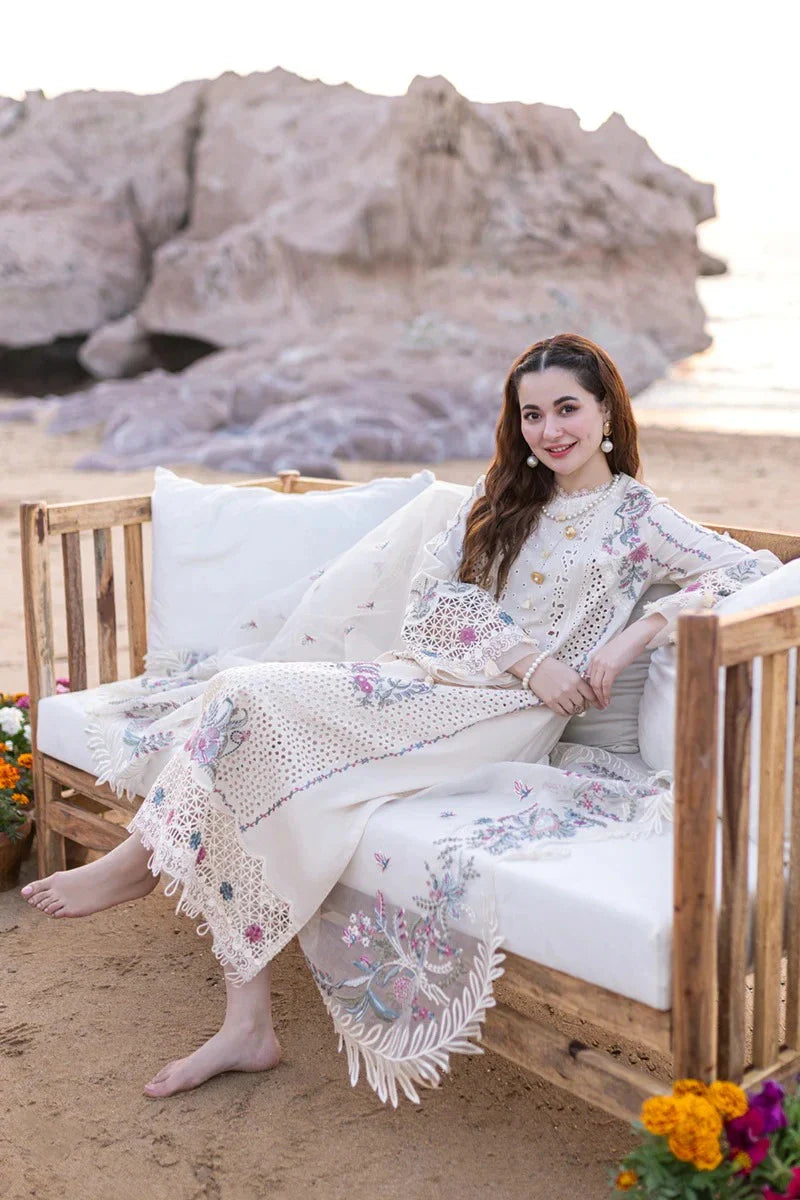 Dhanak 3PC Unstitched Heavy Embroidered Suit with Patches and Motifs | Khaadi Jacquard Dupatta by Umer Dawood - Umer Dawood