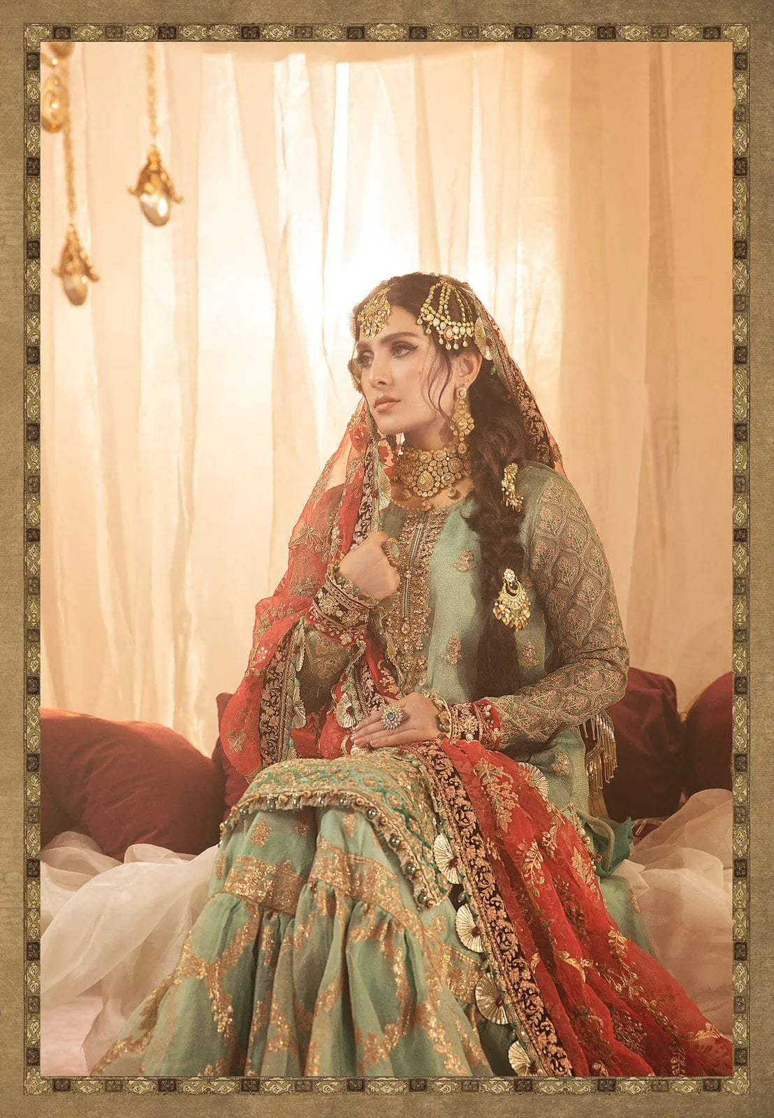 MARIA.B WEDDING COLLECTION - 3 PC EMBROIDERED MASOORI SUIT BY UMER DAWOOD - Umer Dawood