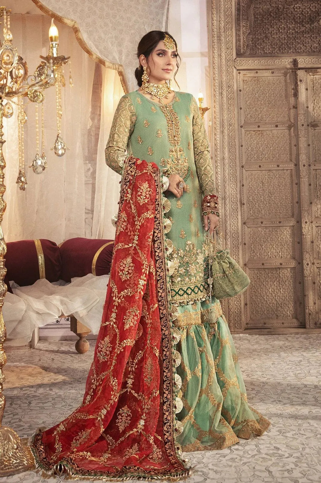 MARIA.B WEDDING COLLECTION - 3 PC EMBROIDERED MASOORI SUIT BY UMER DAWOOD - Umer Dawood